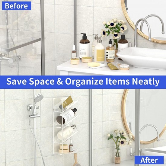 Acrylic Bathroom Organizer & Shampoo Holder, Wall Mounted, Sturdy and Durable, (One Shelf)