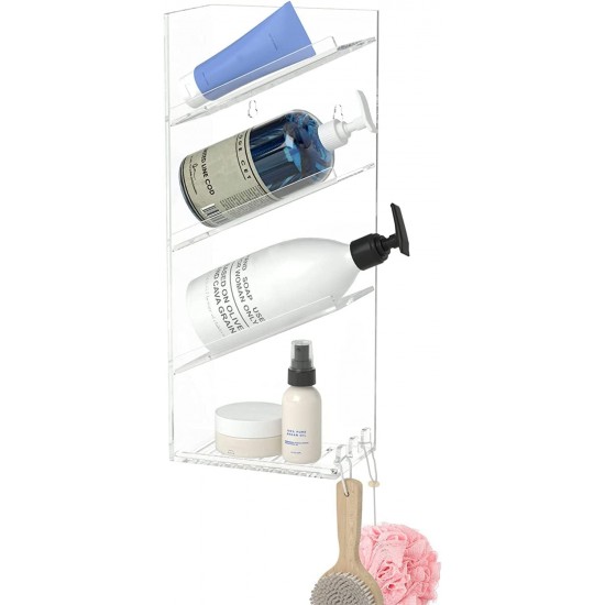 Acrylic Bathroom Organizer & Shampoo Holder, Wall Mounted, Sturdy and Durable, (One Shelf)