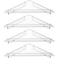 Clear Acrylic Wall Mount Floating Corner Shelf (28x38cm)for Bottles, Cups and Plants(4 Pack)