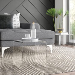 Clear Acrylic End Table with Rounded Edges, Small Side Table, for Living Room, Bedrooms, Modern Occasional Tables