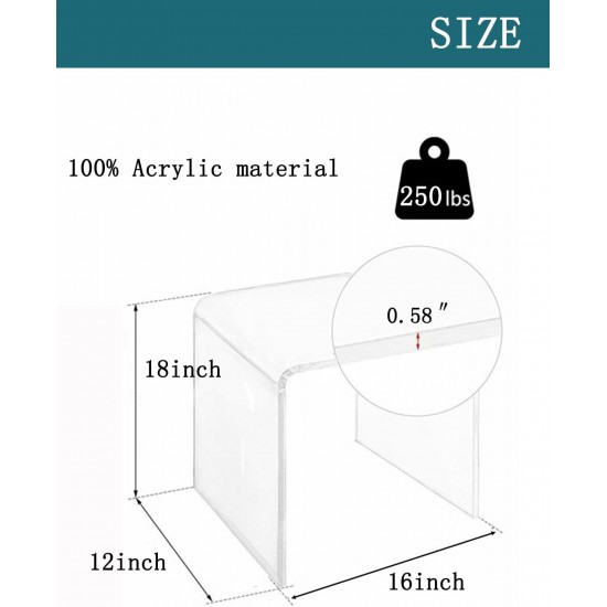 Clear Acrylic End Table with Rounded Edges, Small Side Table, for Living Room, Bedrooms, Modern Occasional Tables