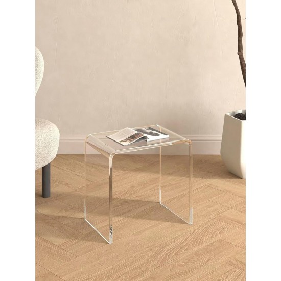 Clear Acrylic End Table with Rounded Edges, Small Side Table, for Living Room, Bedrooms, Modern Occasional Tables