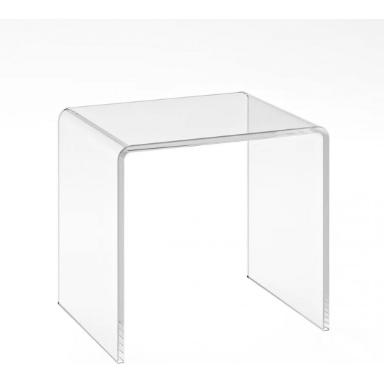 Clear Acrylic End Table with Rounded Edges, Small Side Table, for Living Room, Bedrooms, Modern Occasional Tables