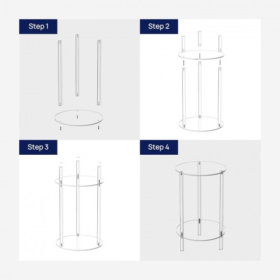 Clear Acrylic Round Side Table 2-Tier, Small End Table for Small Spaces, Nightstand/Bedside Table for Living Room, Bedroom (Set of 2)