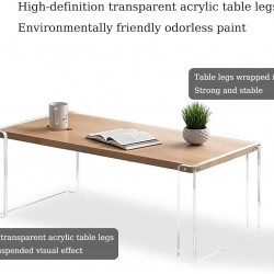 Acrylic Coffee Table for Living Room, Clear Acrylic Legs with Wood Desktop, bed table, side table for Home, Office & Study