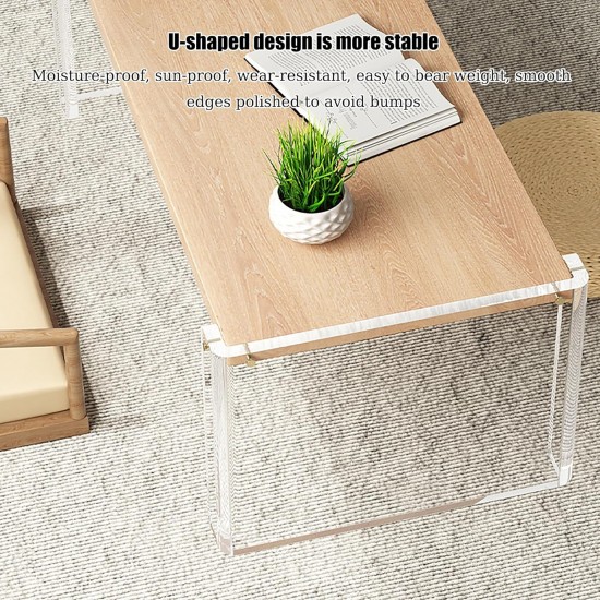 Acrylic Coffee Table for Living Room, Clear Acrylic Legs with Wood Desktop, bed table, side table for Home, Office & Study