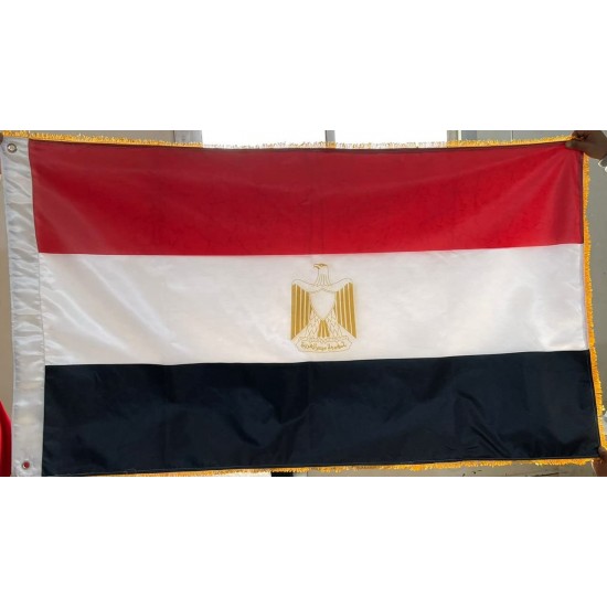 EGYPTIAN National Flag, printed fabric,(150x90)cm, double sided (double layers), decorated 3 sides, indoor outdoor