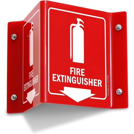 “Fire Extinguisher” Projecting Sign with Arrow (15cm) Polished Acrylic V shape