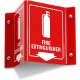“Fire Extinguisher” Projecting Sign with Arrow (15cm) Polished Acrylic V shape