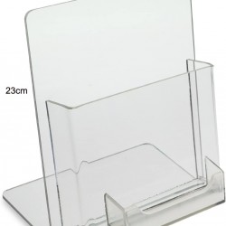 One Large Acrylic Brochure Holder with Business Card Holder (23x22cm) 