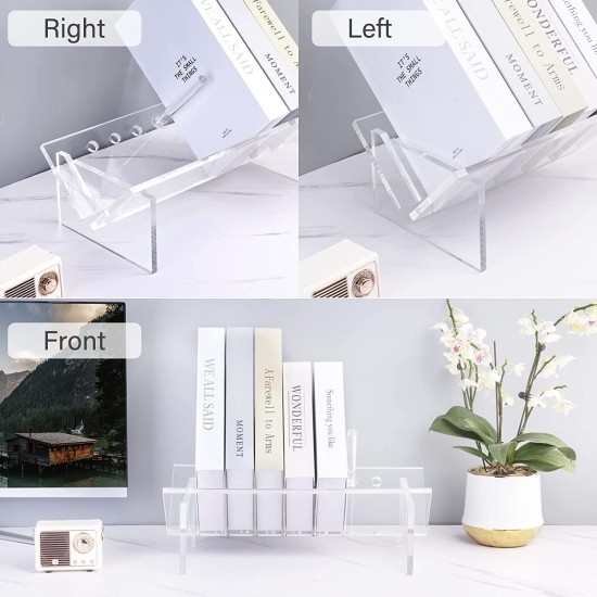  Acrylic Desktop Bookcase, Book Storage Organizer Bookshelves, Clear Modern Tabletop Storage Rack