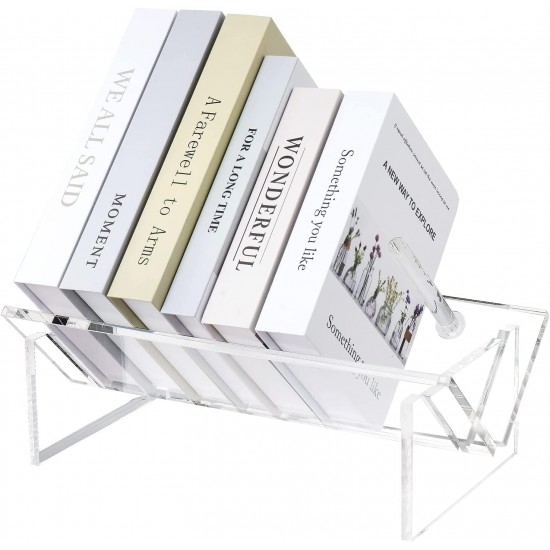  Acrylic Desktop Bookcase, Book Storage Organizer Bookshelves, Clear Modern Tabletop Storage Rack