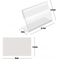  Mini Clear Acrylic Sign Display Holder, Horizontal Slanted L-Shape (80mm x 50mm)(12 PCS)