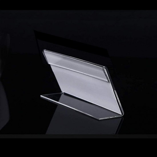  Mini Clear Acrylic Sign Display Holder, Horizontal Slanted L-Shape (80mm x 50mm)(12 PCS)