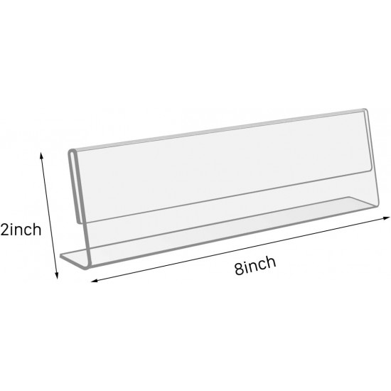 Clear Acrylic Name Plates for Desks, Horizontal Slant Back (5x20cm) Sign Holder for Table Display for Office, Meeting Room & Classroom, Blank (12 Pack)