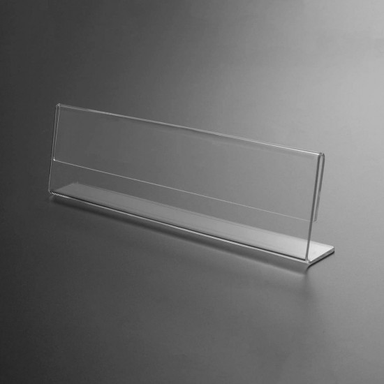 Clear Acrylic Name Plates for Desks, Horizontal Slant Back (5x20cm) Sign Holder for Table Display for Office, Meeting Room & Classroom, Blank (12 Pack)