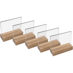 Clear Acrylic Table Stand with Wooden Base, A6 Landscape Format (5 Pack)