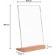 Clear Acrylic Sign Holder, Display Stands Sign, Wood Base, (29.7x21cm), for Restaurant, Hotel & Events (3 Pack)