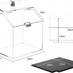 Clear Acrylic Donation & suggestion Box with Lock Countertop, Wall Mounted, Removable Sign Holder