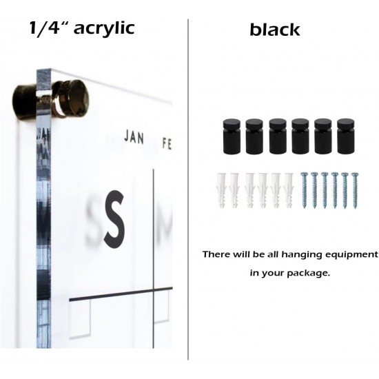 Clear Acrylic Dry Erase Calendar for Wall (58x40cm), White Board Calendar, Suitable for Home & Office