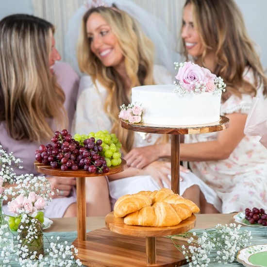 Wooden Tower Stand with 3 Tier, Cupcake Display Stand Dessert and Pastry Holder for Birthday Baby Shower