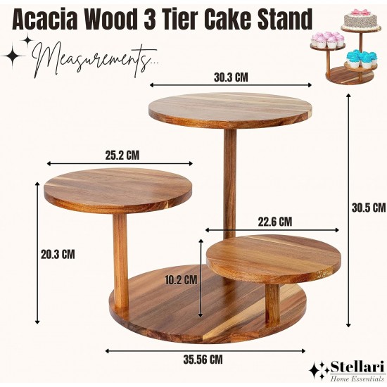 Wooden Tower Stand with 3 Tier, Cupcake Display Stand Dessert and Pastry Holder for Birthday Baby Shower